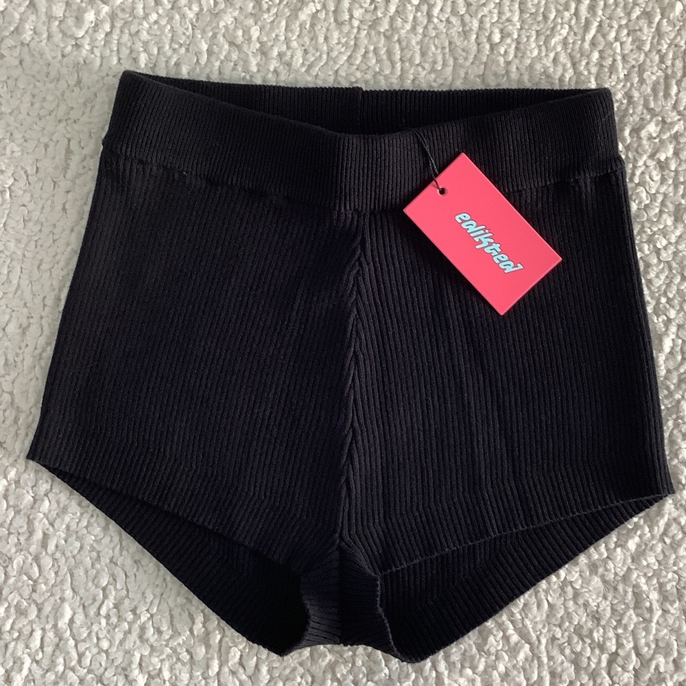 Edikted Black Ribbed Micro Shorts NWT XS